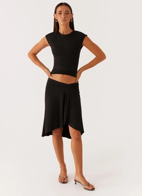 Smooth Fit Lining Shes A Lady Midi Skirt - Black