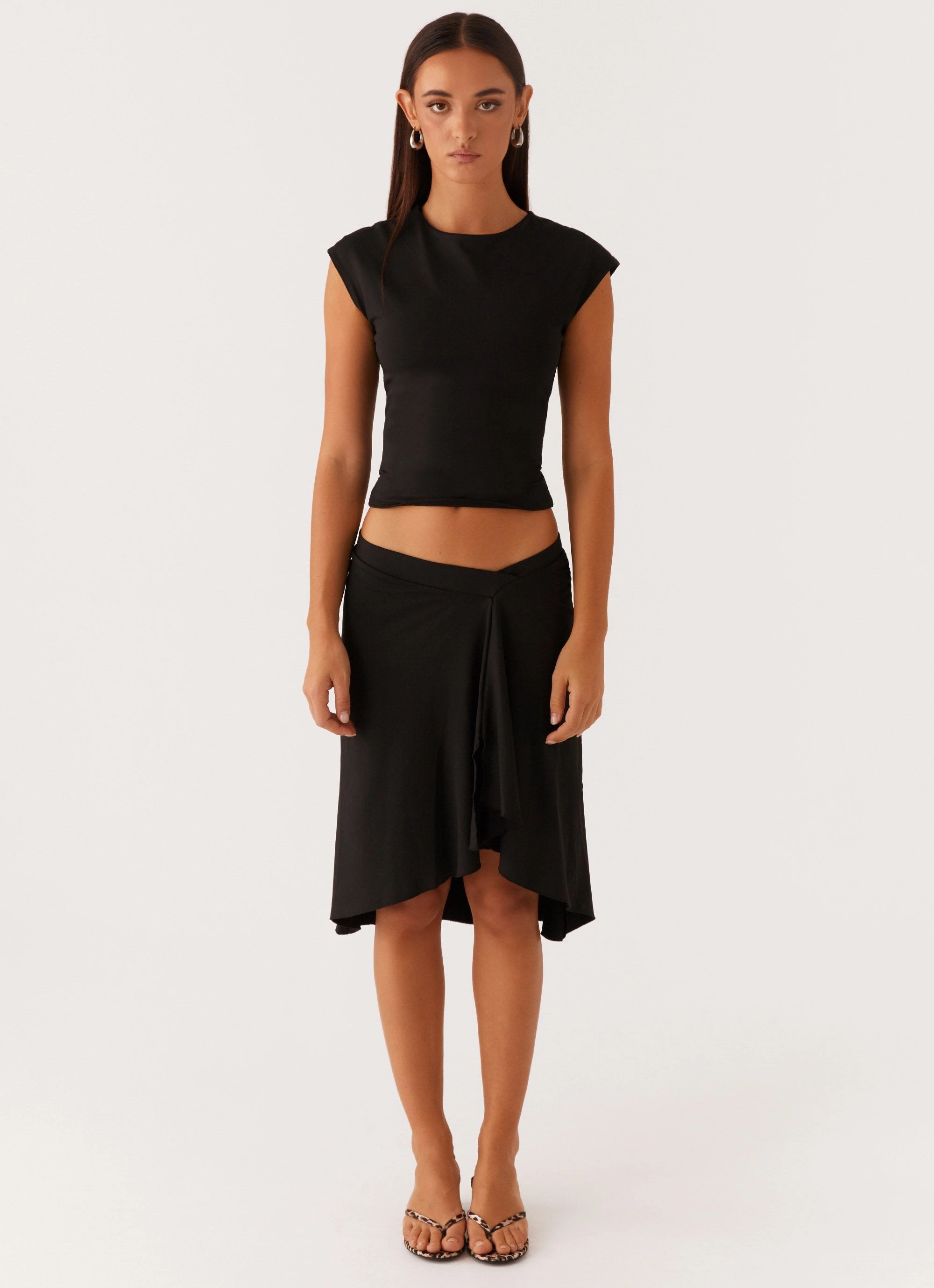Shes A Lady Midi Skirt - Black breathable panels