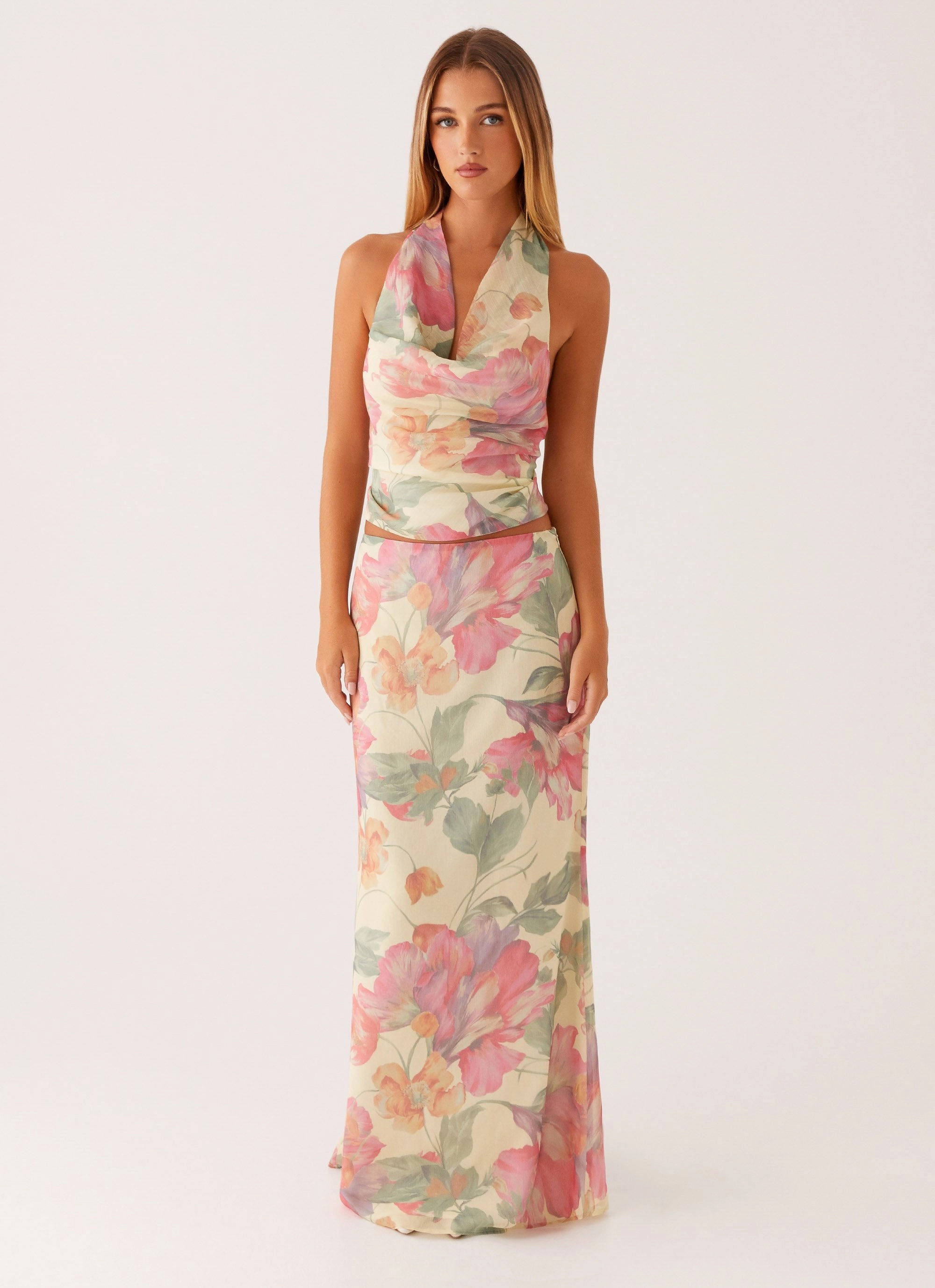 Everyday Comfort Soulful Low Rise Maxi Skirt - Yellow Peony