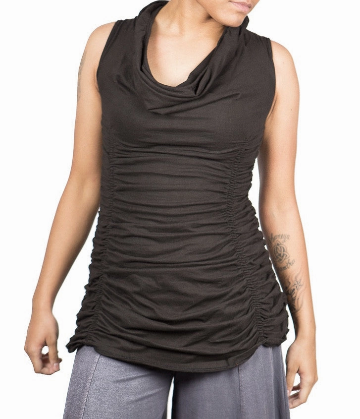HighNeckline Flexible Design Ruched Top CL