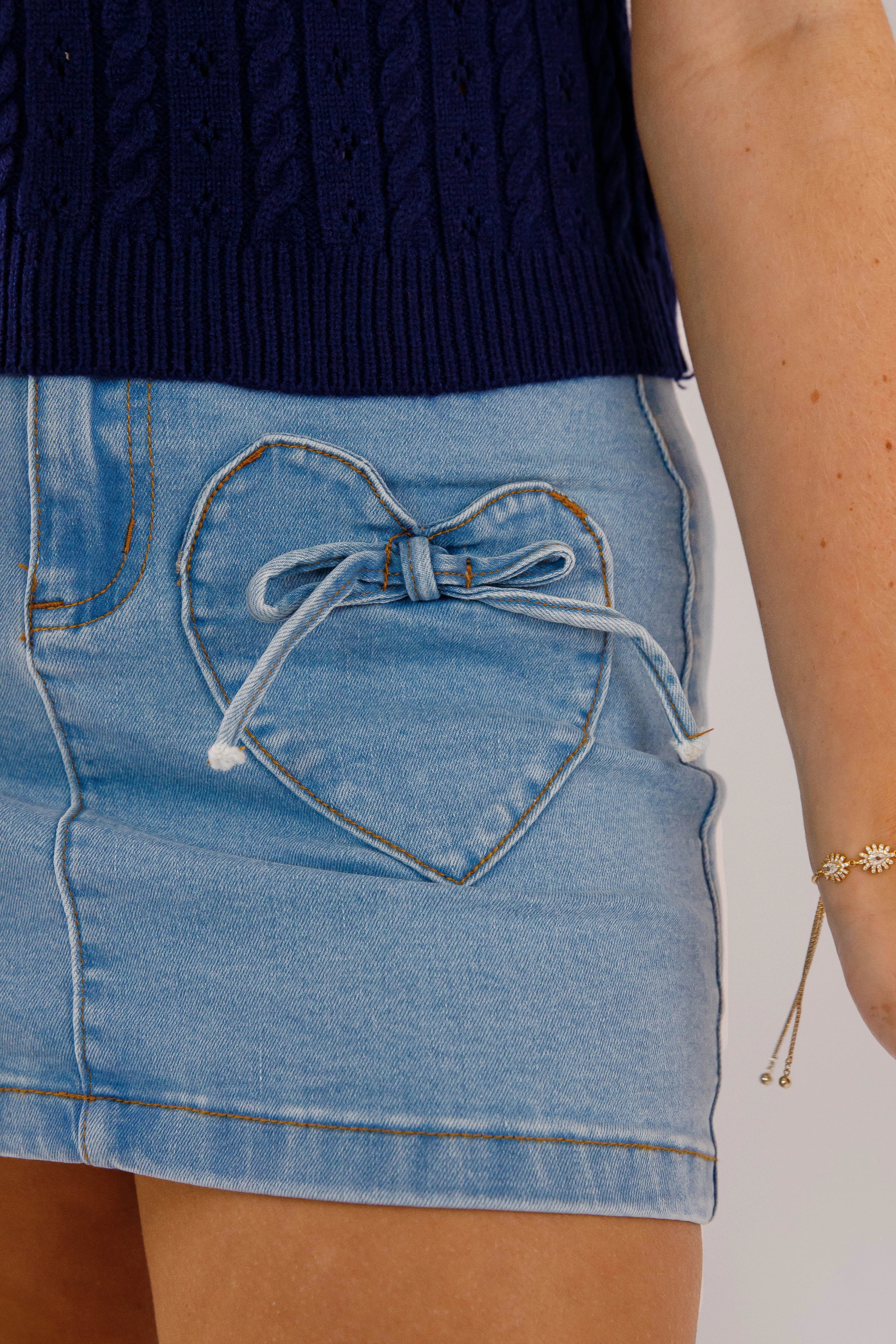 All-day Comfort No Ride Up Meet Me Again Denim Mini Skirt