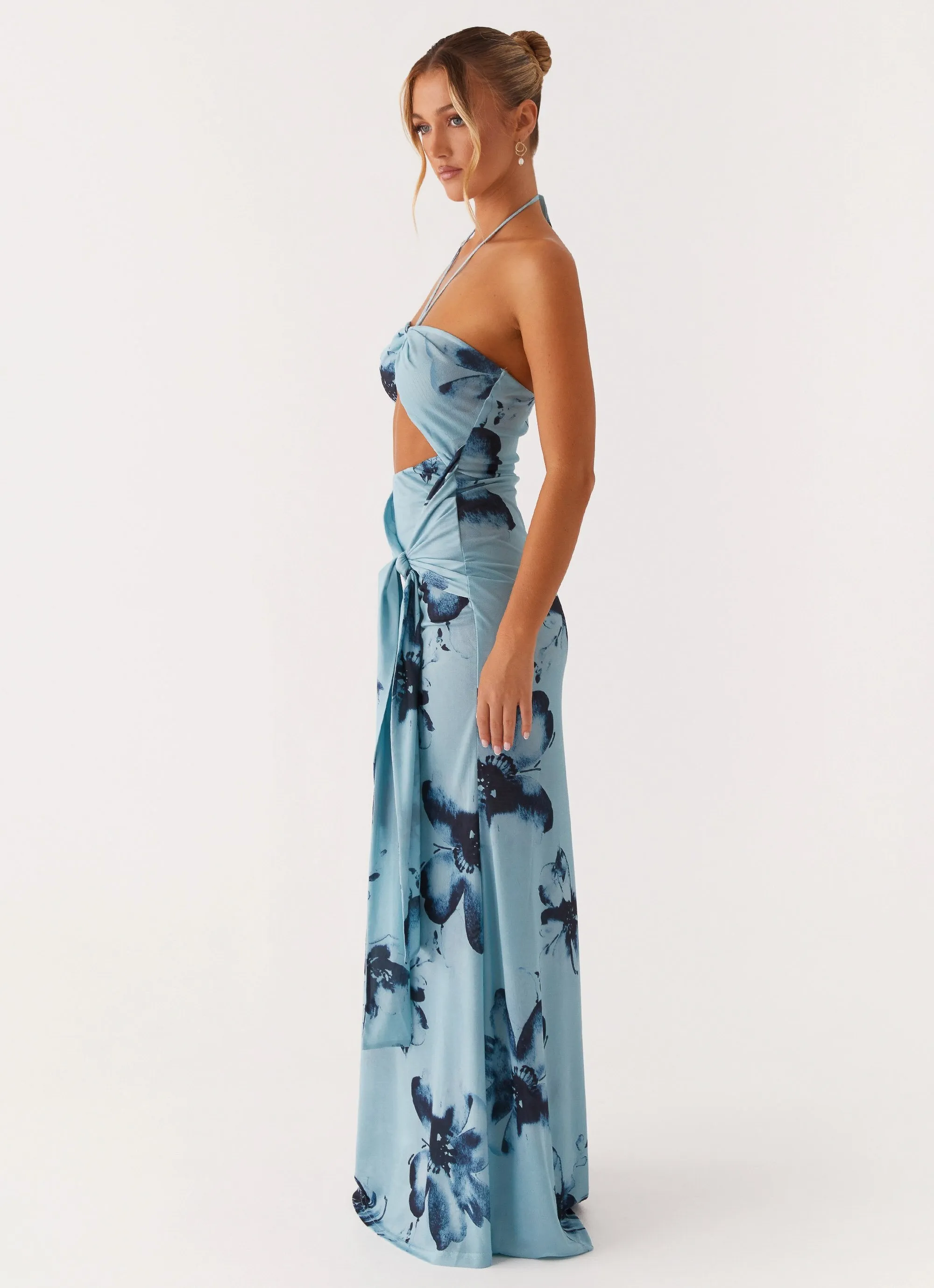 Delicate Finish Night Charm Antonia Maxi Dress - Black Blue Floral