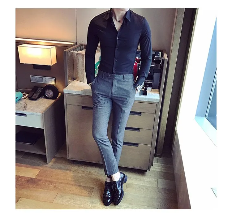 Antonios Elastic Fit Long-Sleeve Business Shirt