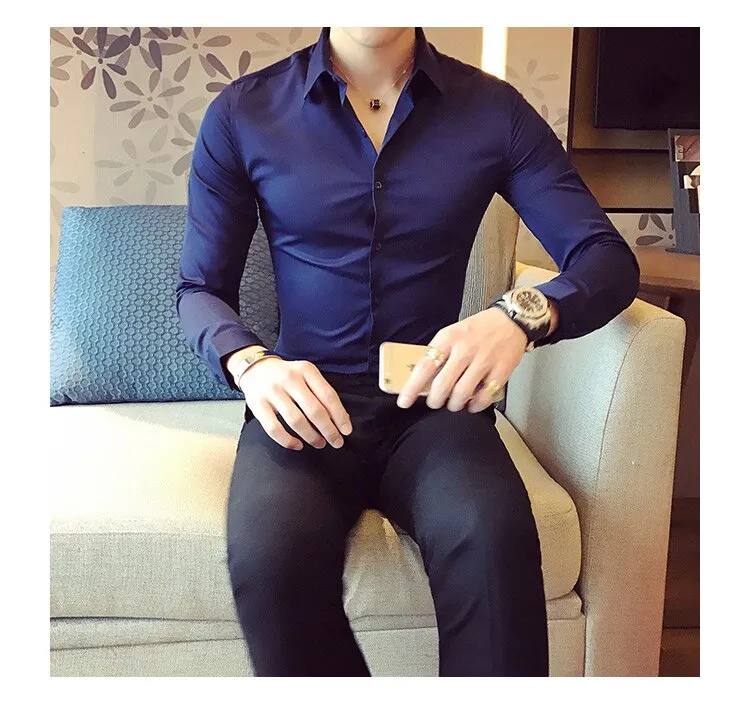 Antonios Elastic Fit Long-Sleeve Business Shirt