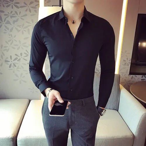 Antonios Elastic Fit Long-Sleeve Business Shirt