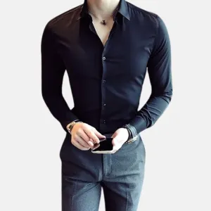 Antonios Elastic Fit Long-Sleeve Business Shirt