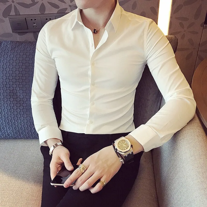 Antonios Elastic Fit Long-Sleeve Business Shirt