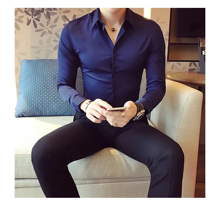 Antonios Elastic Fit Long-Sleeve Business Shirt
