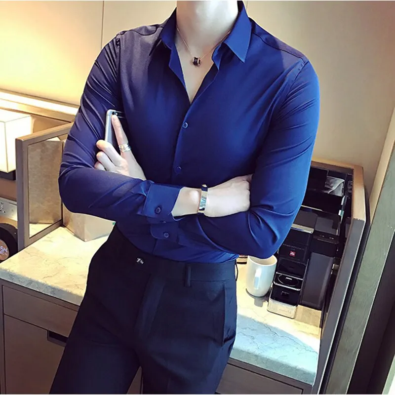 Antonios Elastic Fit Long-Sleeve Business Shirt