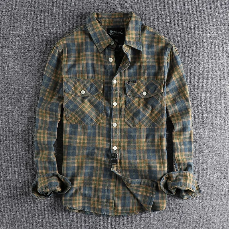 Antonios Retro Plaid Long Sleeve Shirt Men