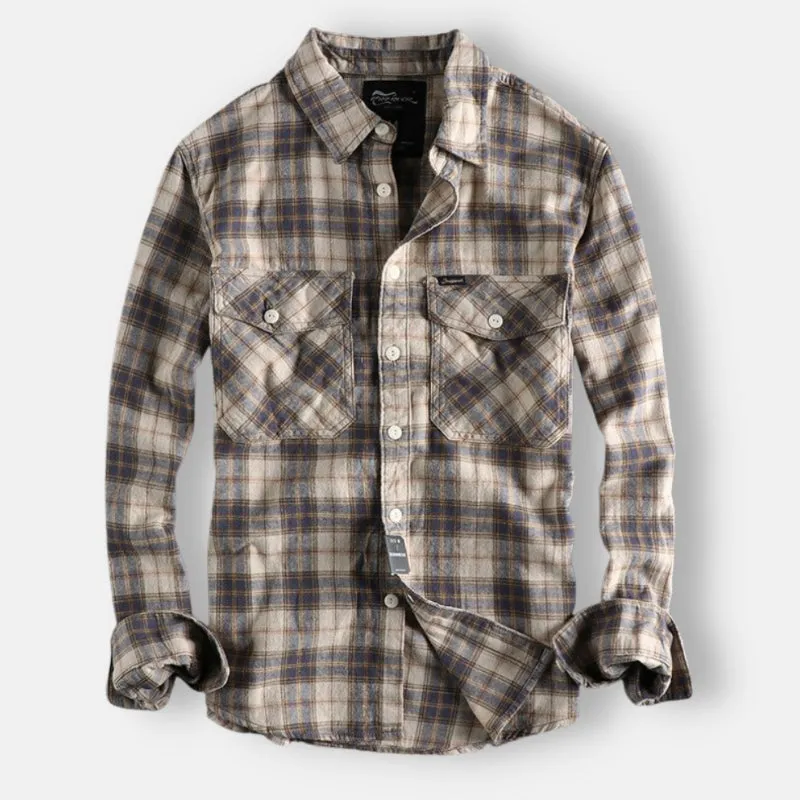 Antonios Retro Plaid Long Sleeve Shirt Men