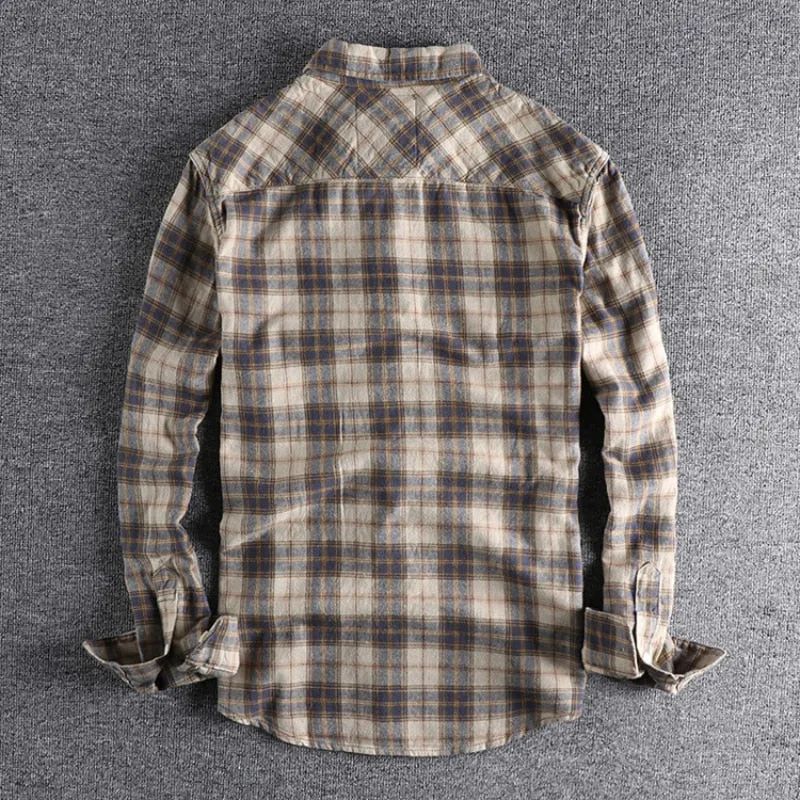 Antonios Retro Plaid Long Sleeve Shirt Men