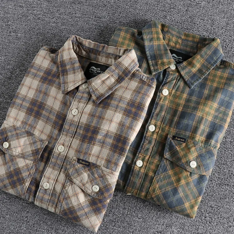 Antonios Retro Plaid Long Sleeve Shirt Men