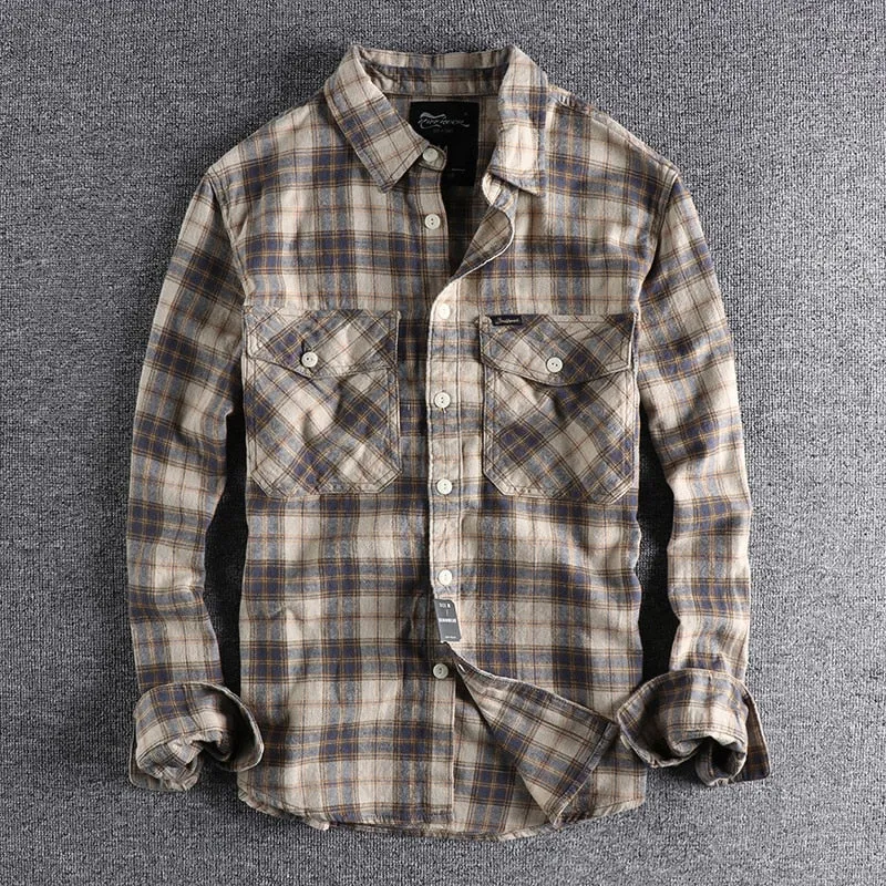 Antonios Retro Plaid Long Sleeve Shirt Men