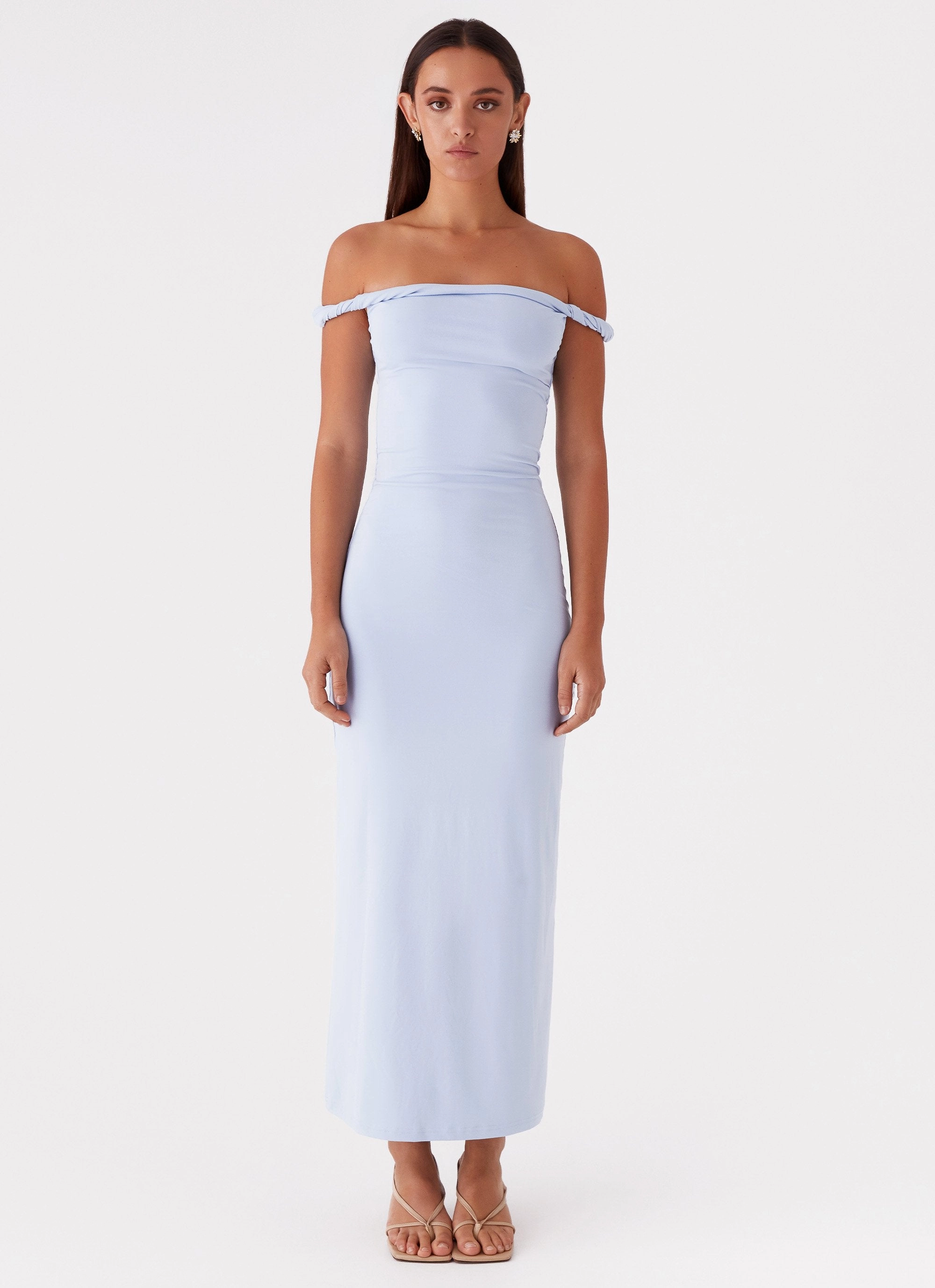 Arabella Twist Shoulder Maxi Dress - Blue Quick Look Halter-Neck