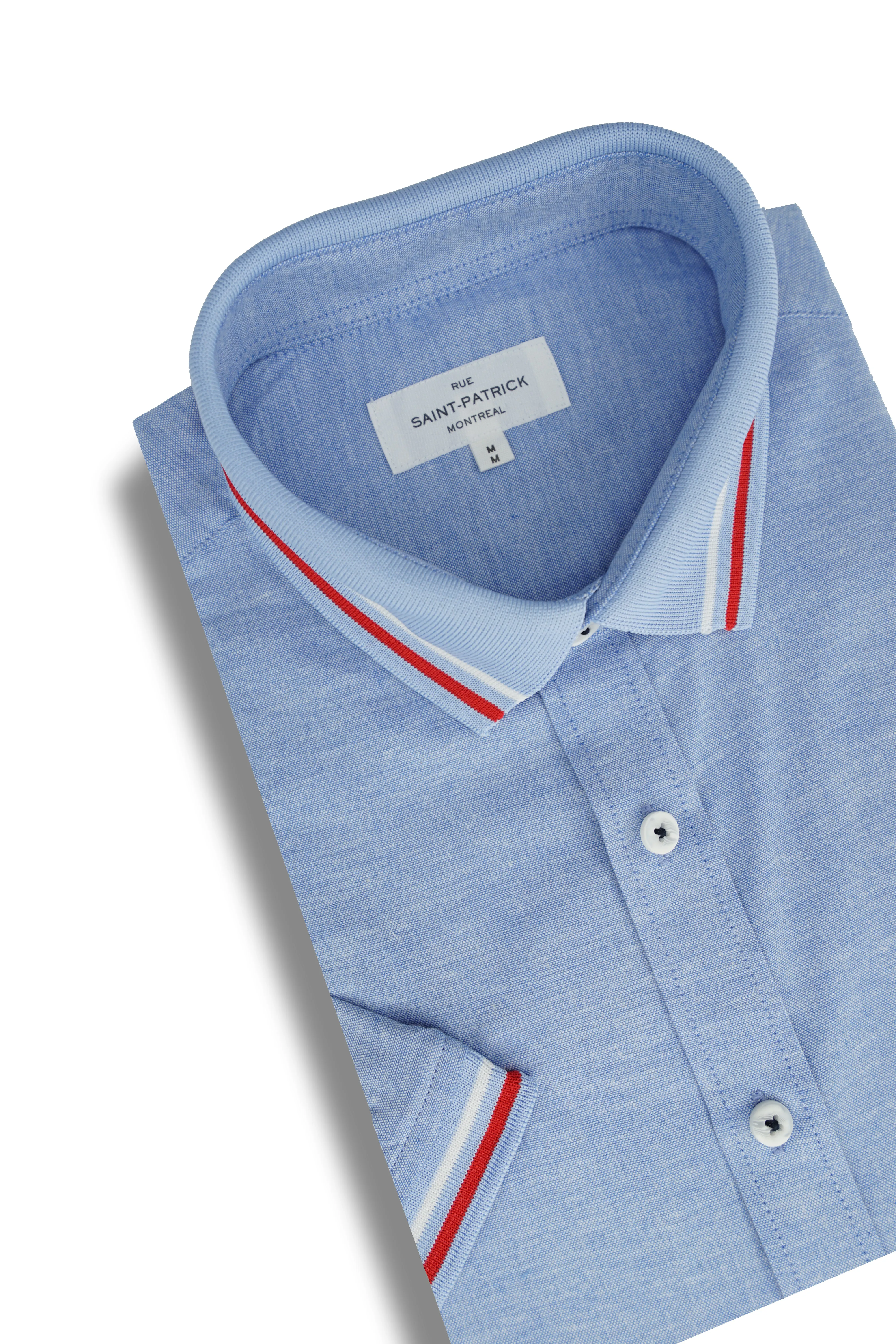 Aragon Stretch Easy-Care Short Sleeve Hybrid Shirt in Sky Blue