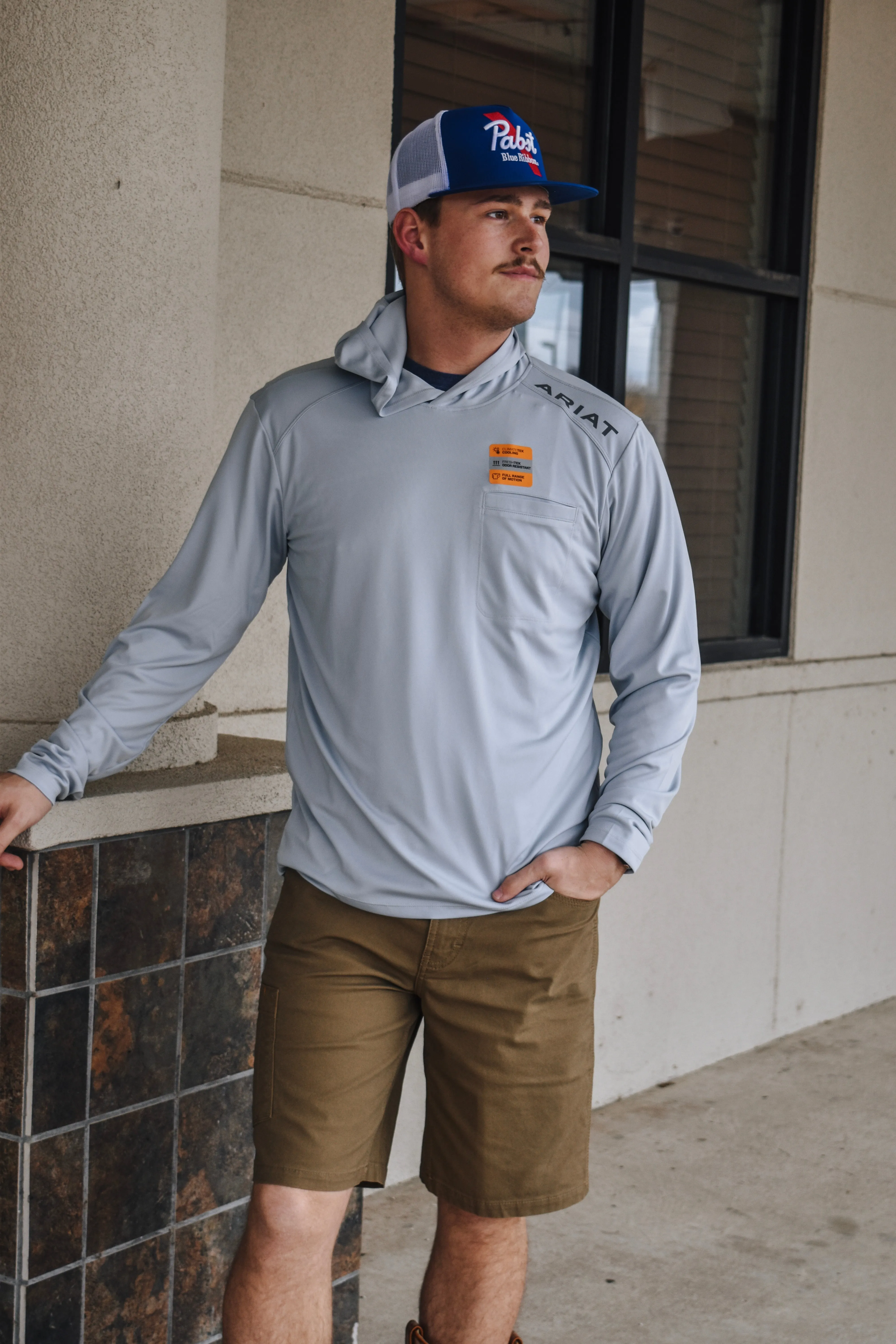 Ariat Rebar Sunblocker Hooded Shirt- Pearl Grey