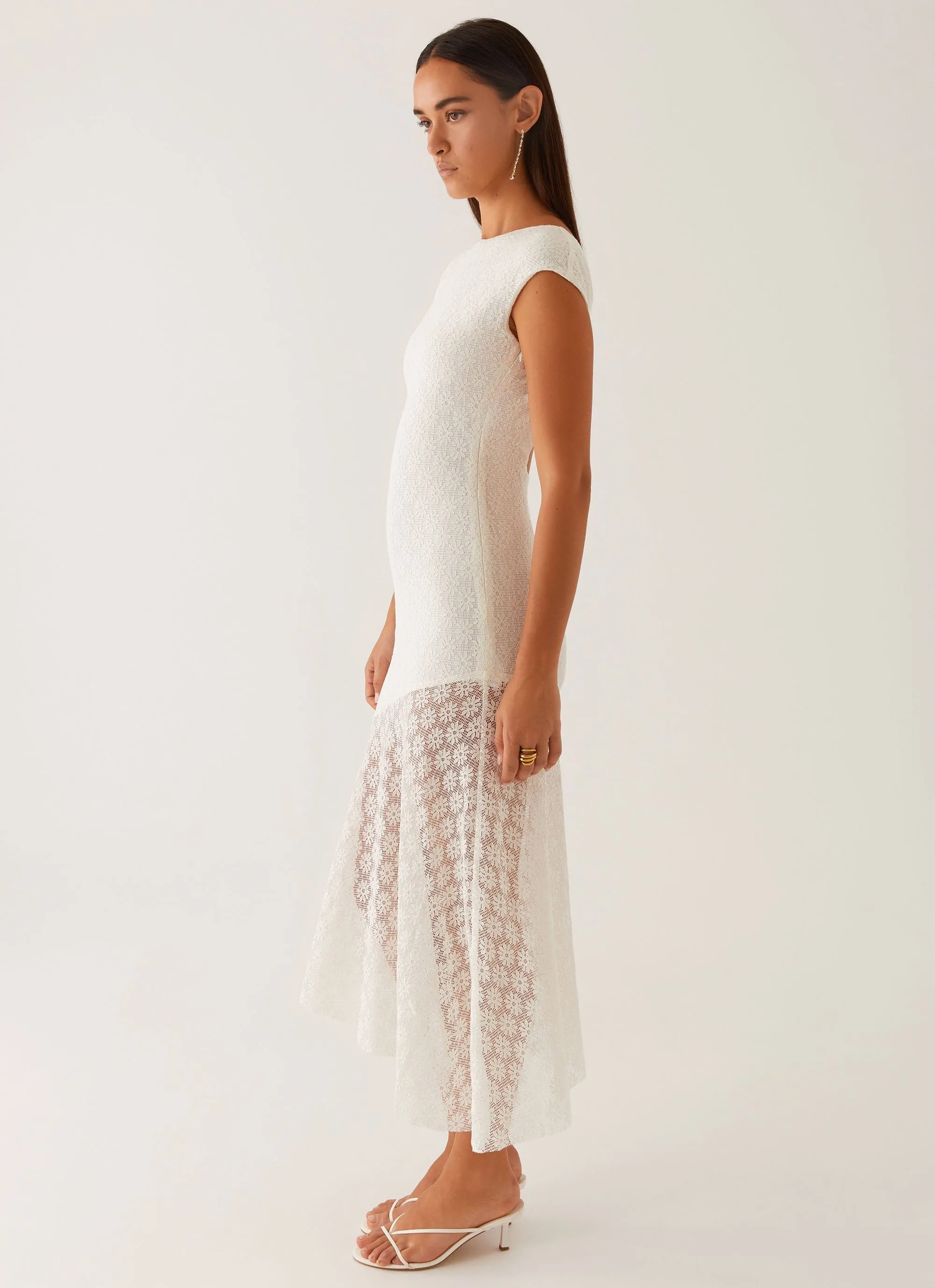 Arielle Open Back Midi Dress - White Form Flow