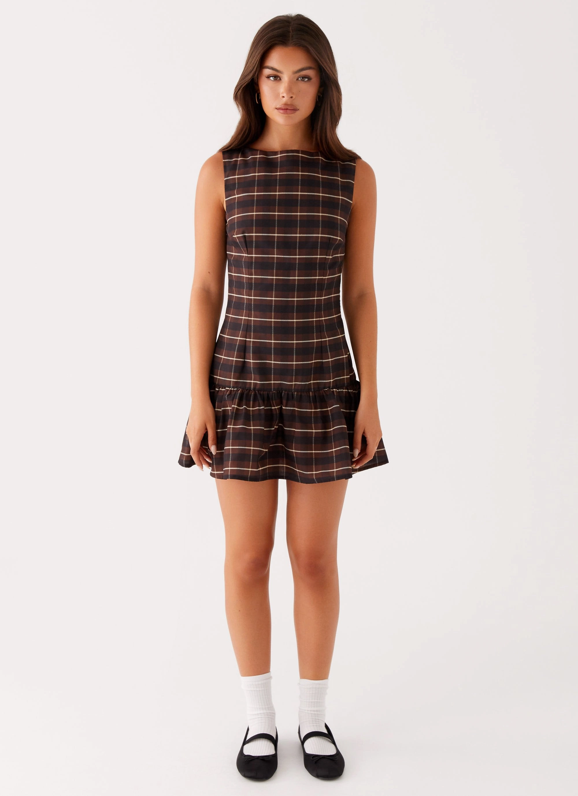 Modern Design Chic Comfort Arizona Mini Dress - Brown Black Check