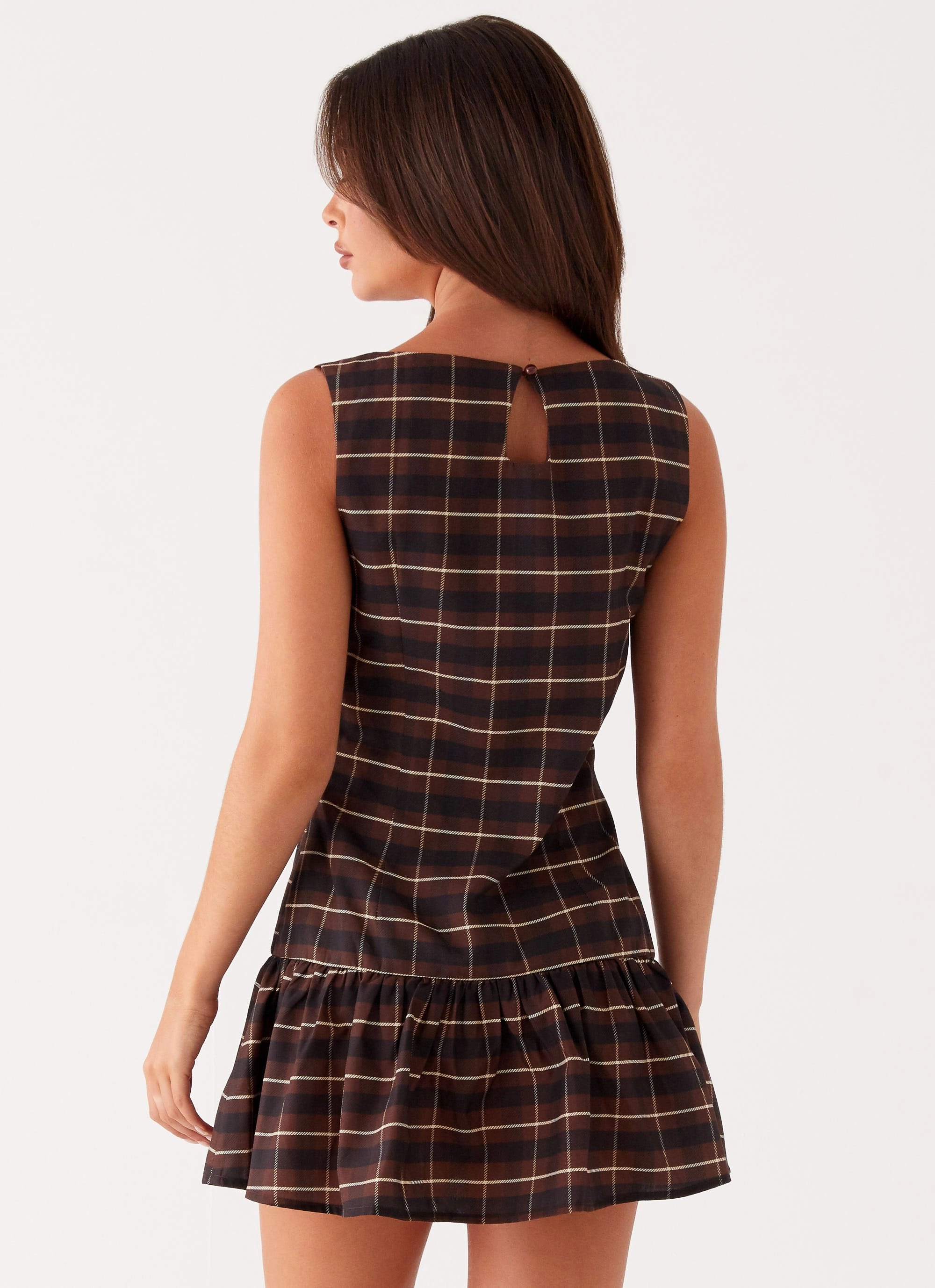 Theater-Night Smart Style Arizona Mini Dress - Brown Black Check