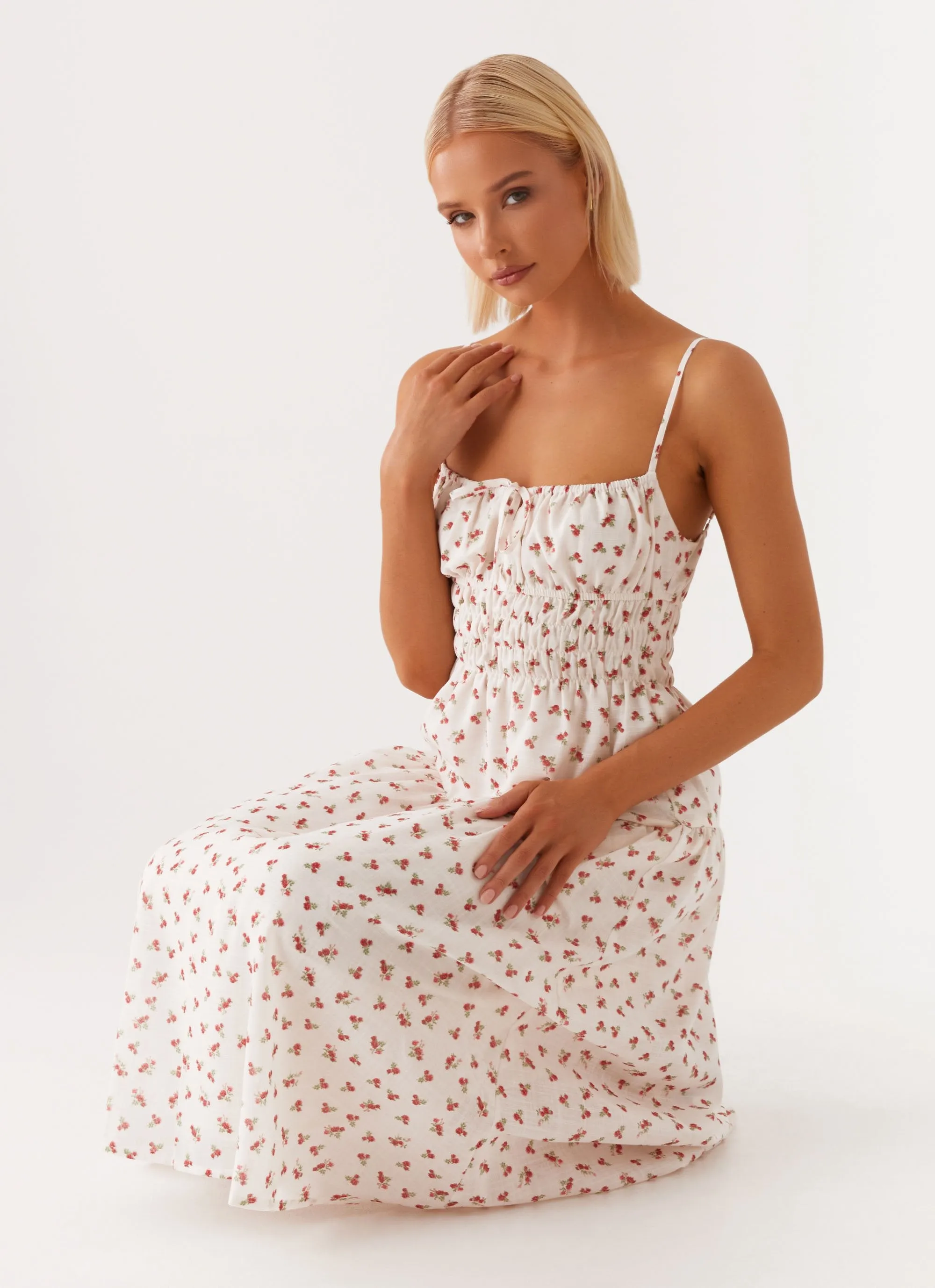 Subtle tone Arla Midi Dress - Red Ditsy Floral