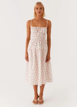 Soft Weave Arla Midi Dress - Red Ditsy Floral