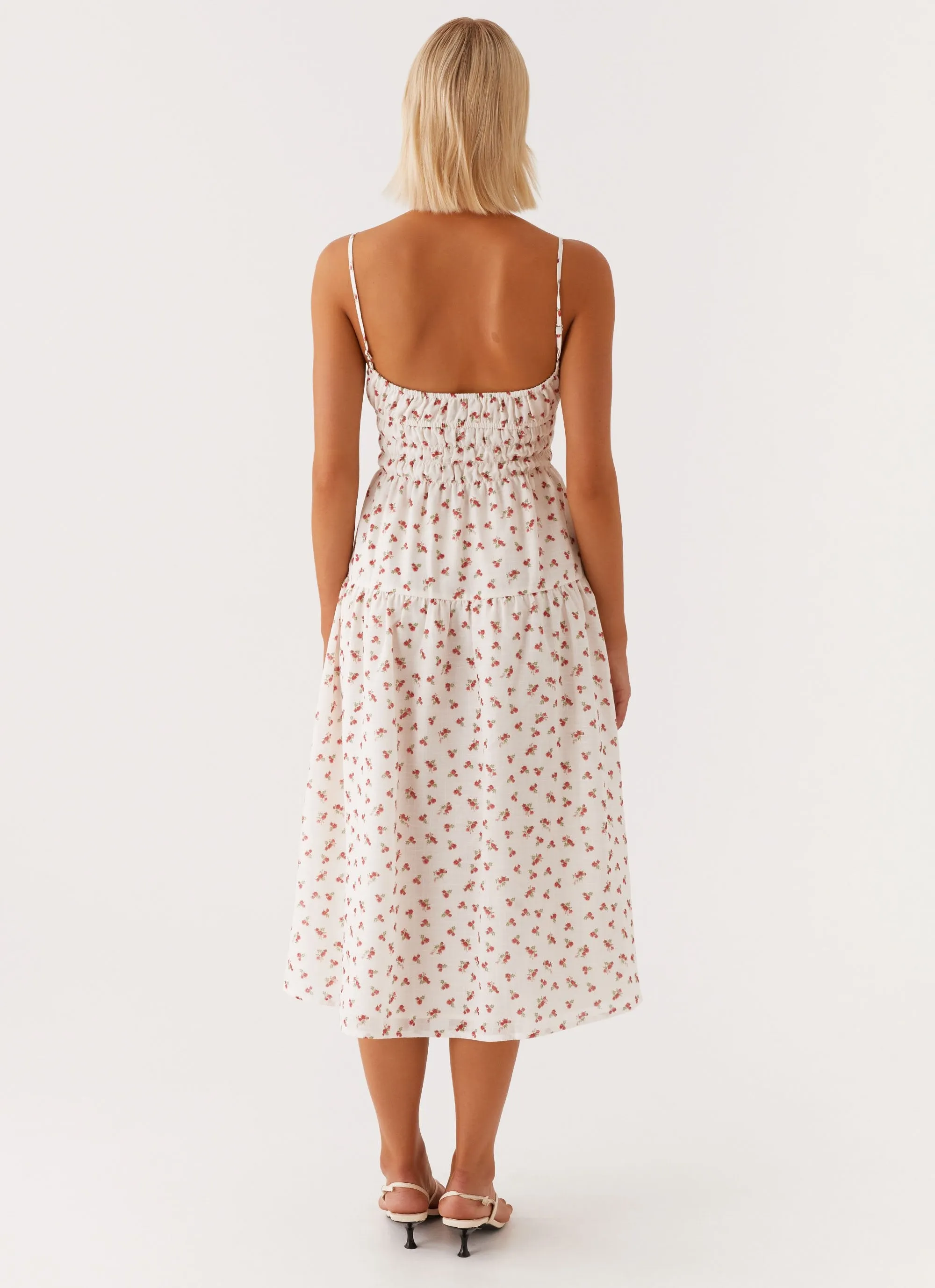 Weekend Favorite Arla Midi Dress - Red Ditsy Floral