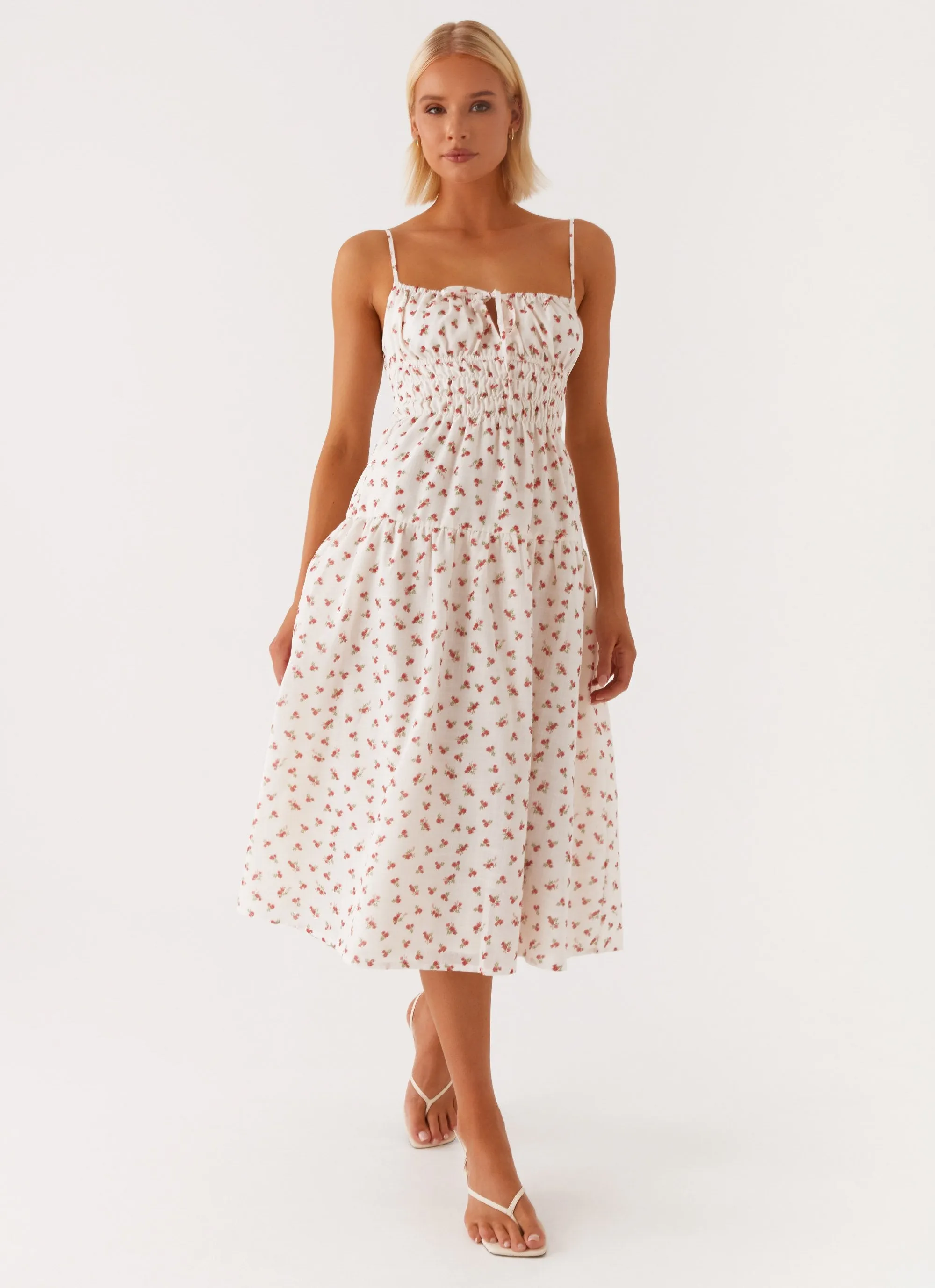 Fashionable Look Arla Midi Dress - Red Ditsy Floral