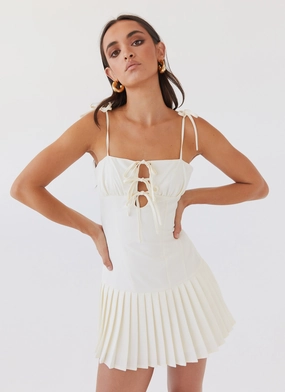 Soft Weave Elegant evening wear Love Seeker Corset Mini Dress - Ivory