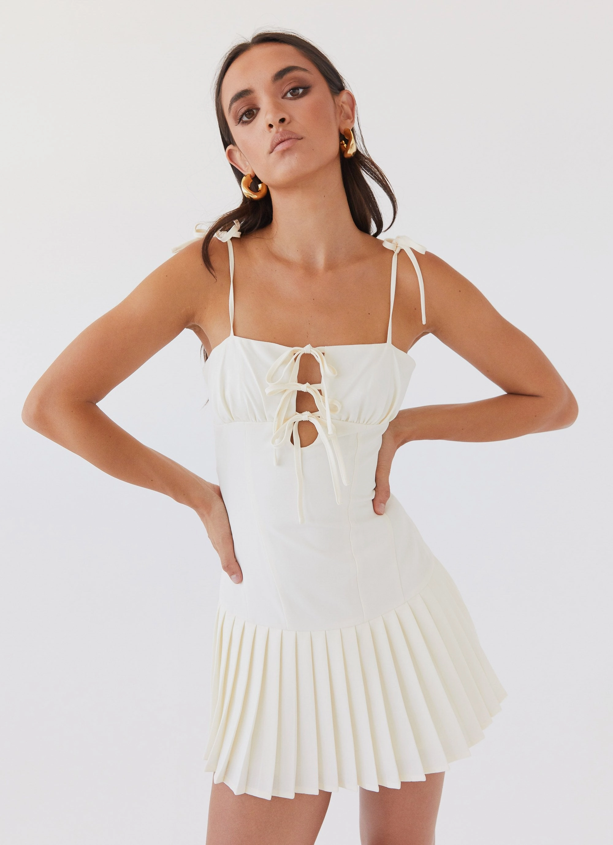 Soft Weave Elegant evening wear Love Seeker Corset Mini Dress - Ivory