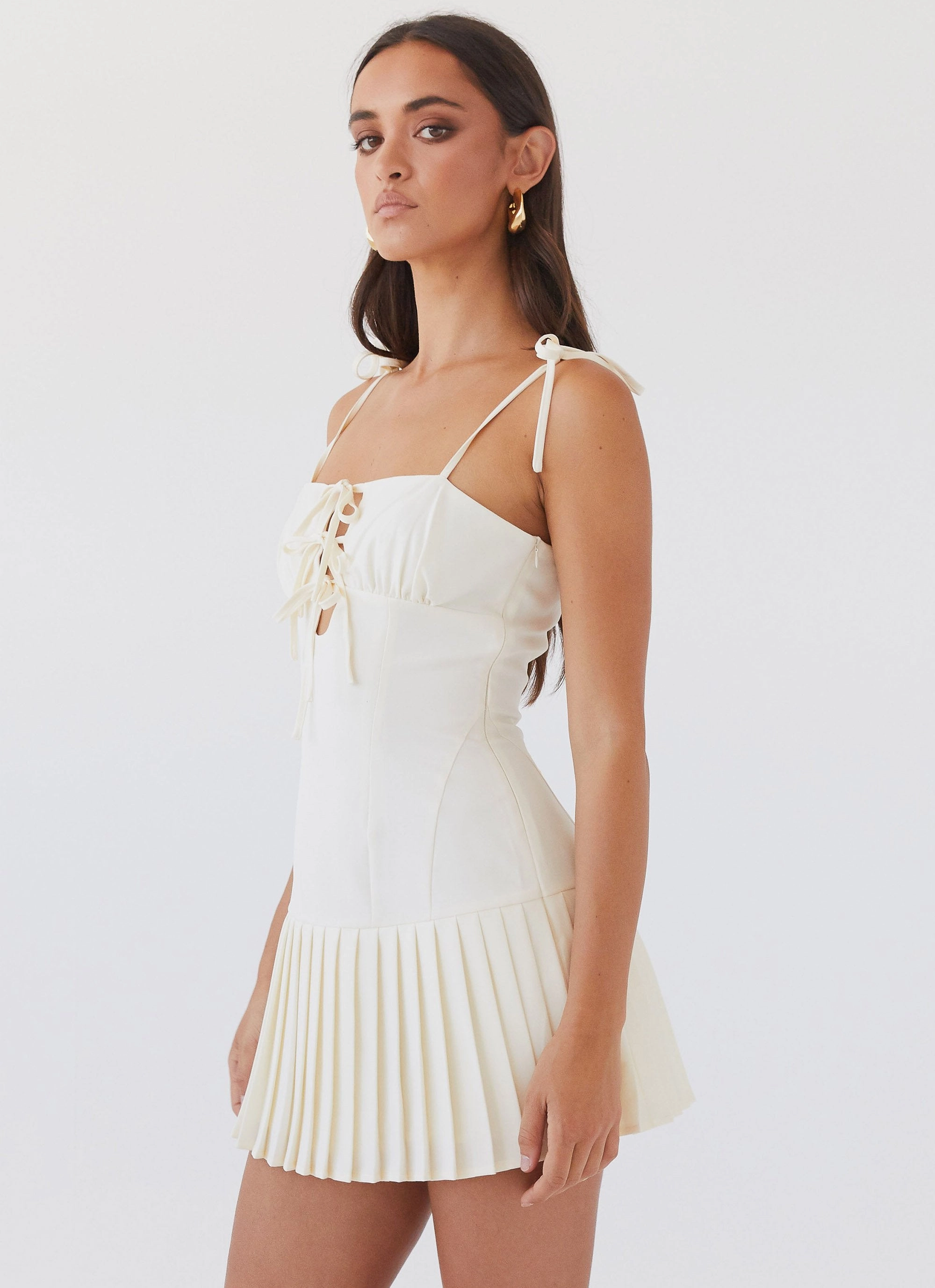 Love Seeker Corset Mini Dress - Ivory Farm Scene Balloon-Sleeve