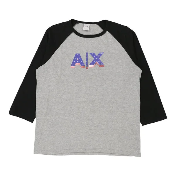 Armani Exchange Long Sleeve T-Shirt - Large Grey Cotton