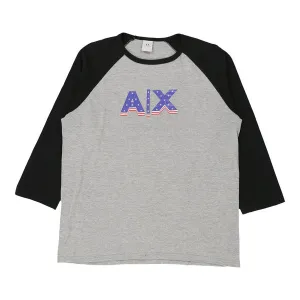 Armani Exchange Long Sleeve T-Shirt - Large Grey Cotton