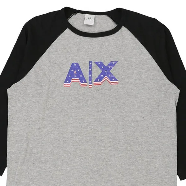 Armani Exchange Long Sleeve T-Shirt - Large Grey Cotton