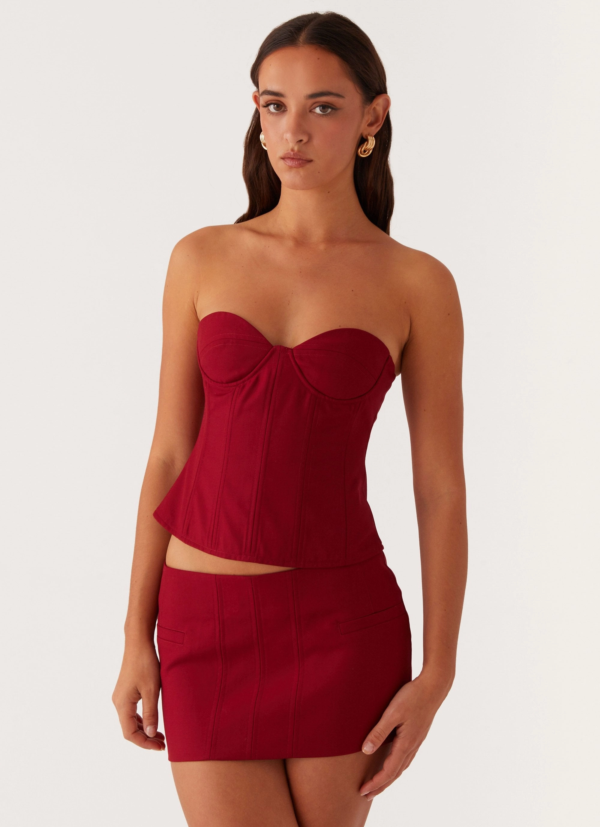Armelle Corset Top - Maroon Durable Reinforced Shoulders