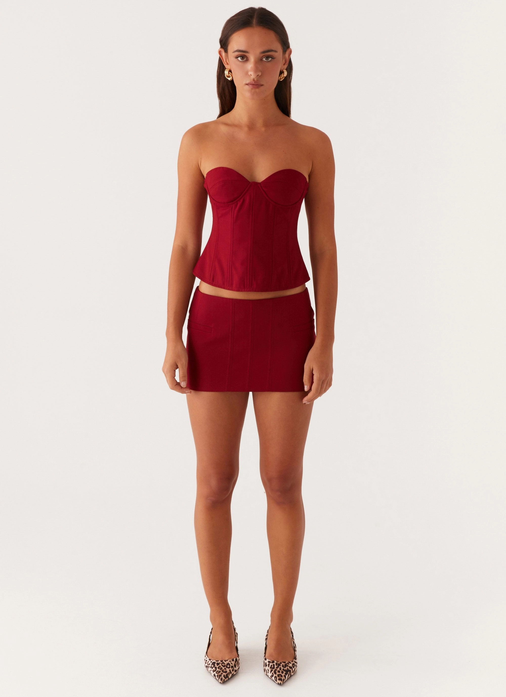 Convertible Design Armelle Corset Top - Maroon