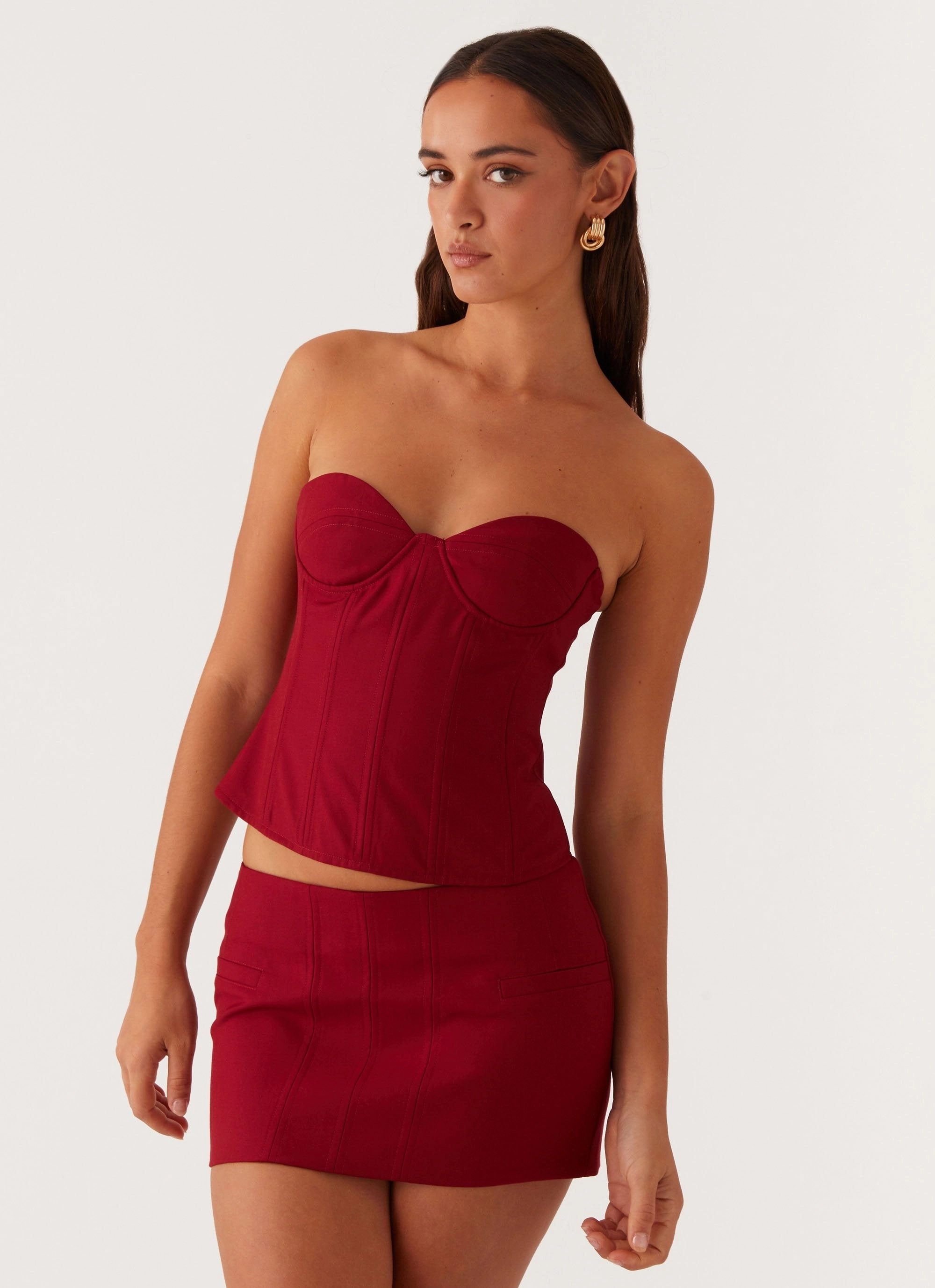 Flexible Wear Perfect Design Armelle Micro Mini Skirt - Maroon