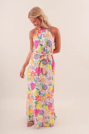 Arrived At My Destination Maxi Dress Balanced Tones button detail