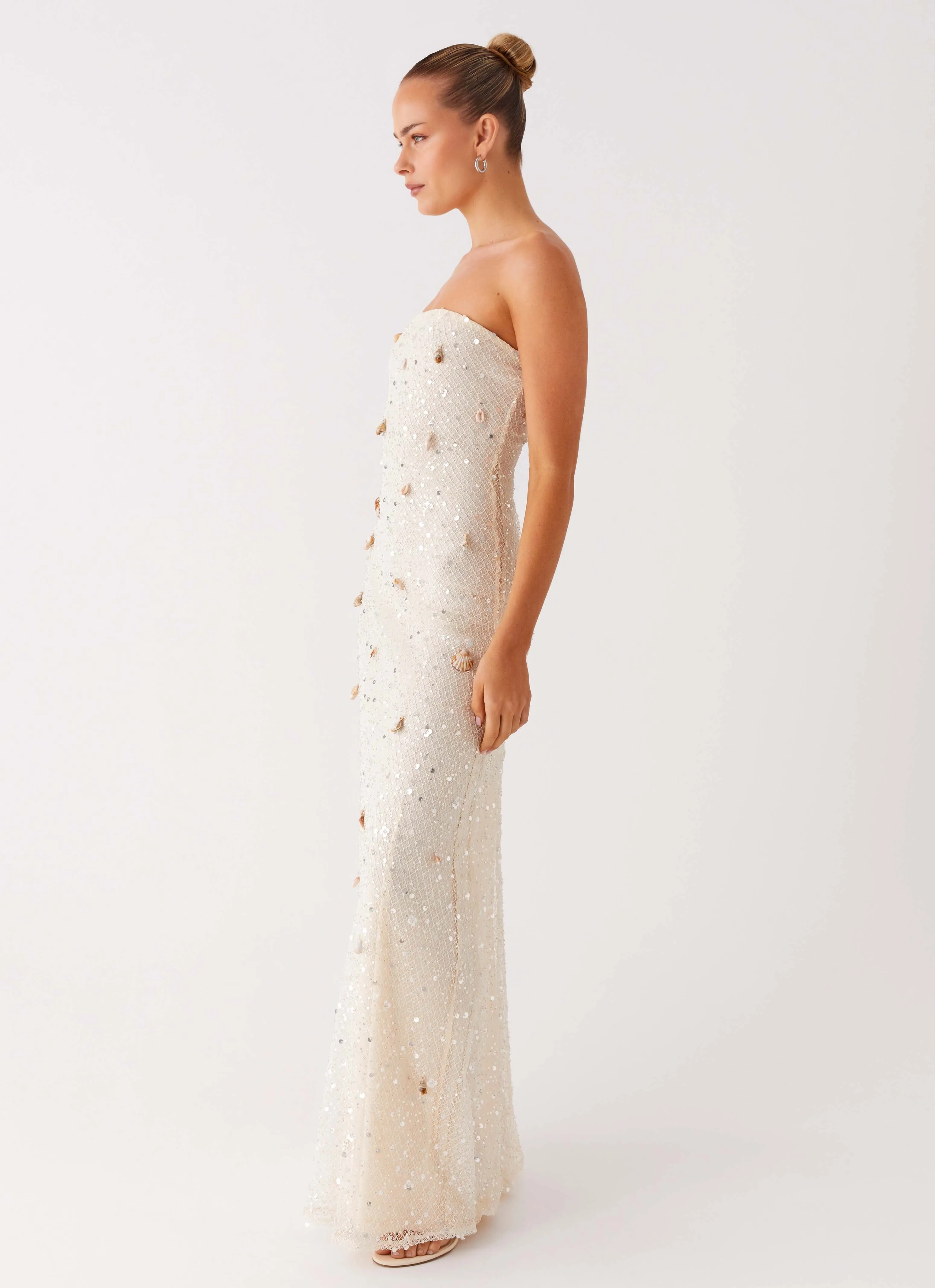 Orelli Shell Sequin Knit Maxi Dress - Ivory Profile Enhancer
