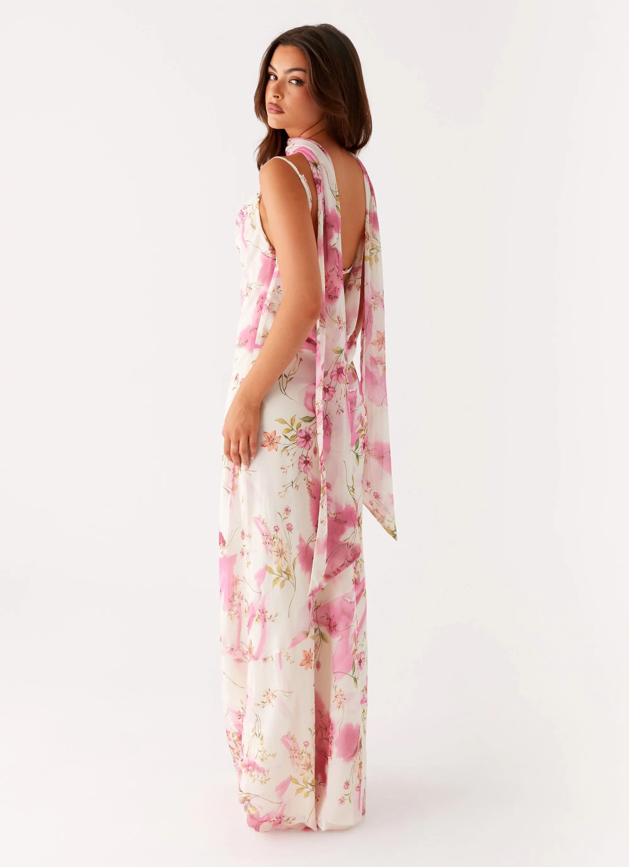 Contemporary Style Fashion-forward day dress Spencer Maxi Dress - Ivory Floral Print