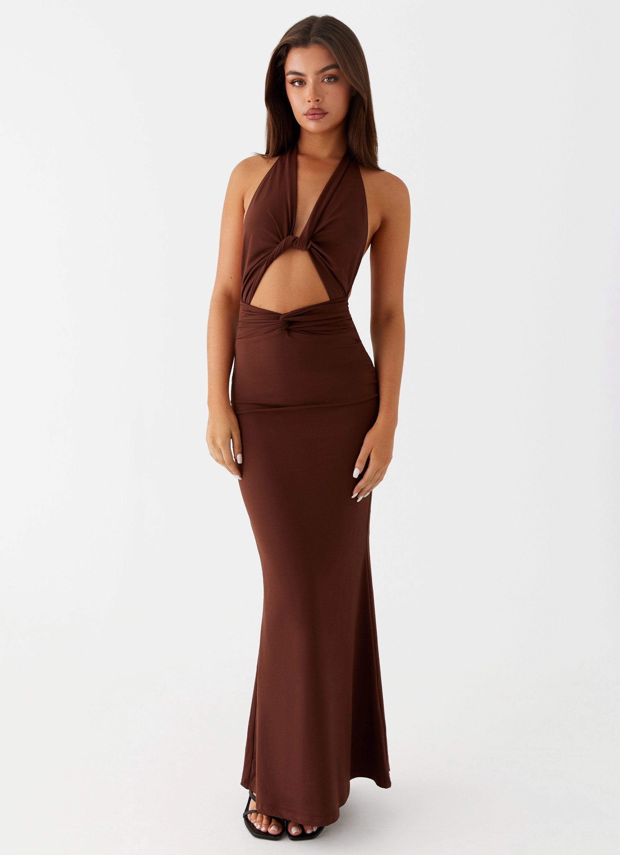Carolina Twist Maxi Dress - Chocolate Seasonal Must-Have Breeze Flow