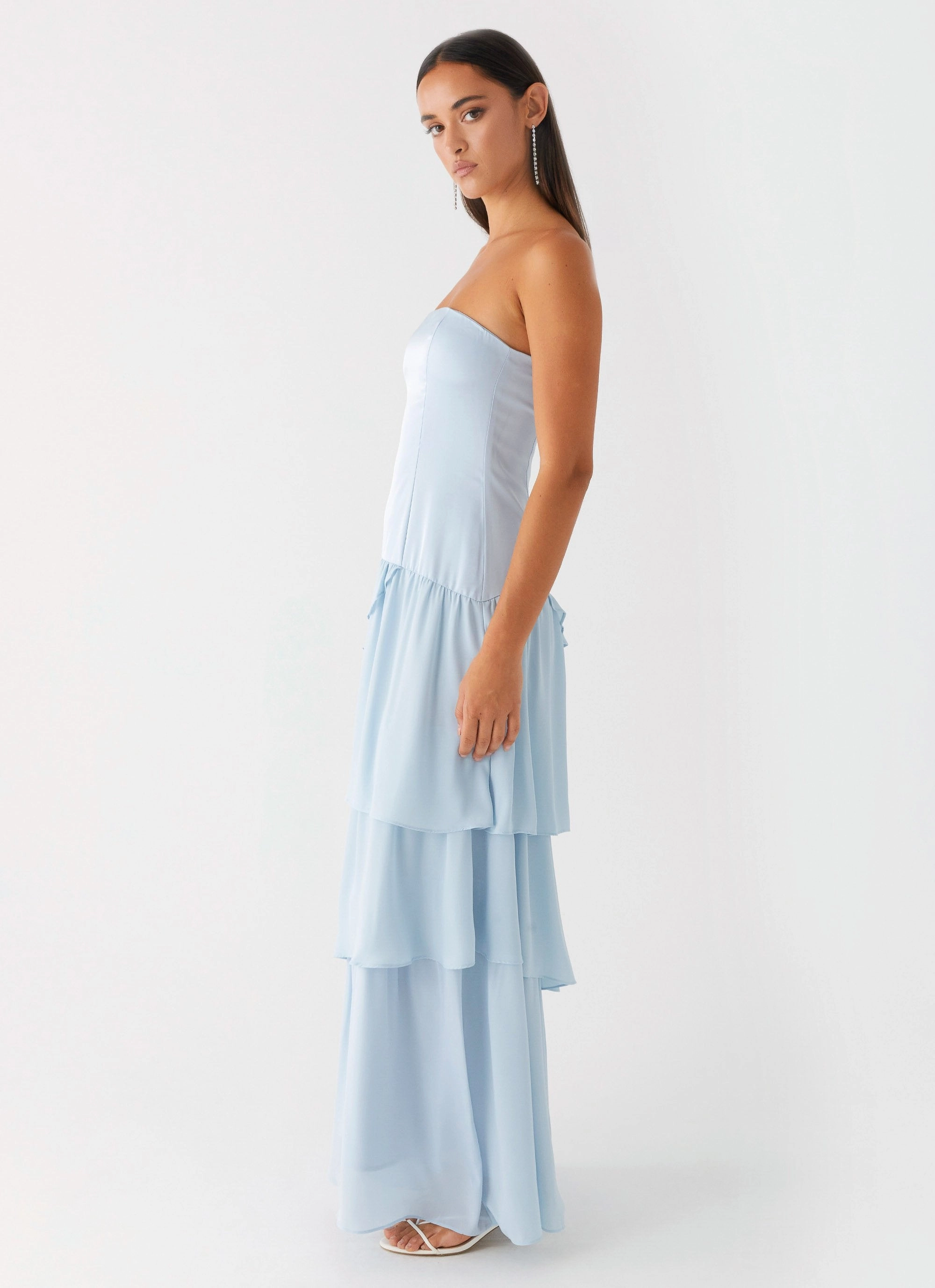 Our Story Maxi Dress - Pastel Blue Edge Detail Smooth Look