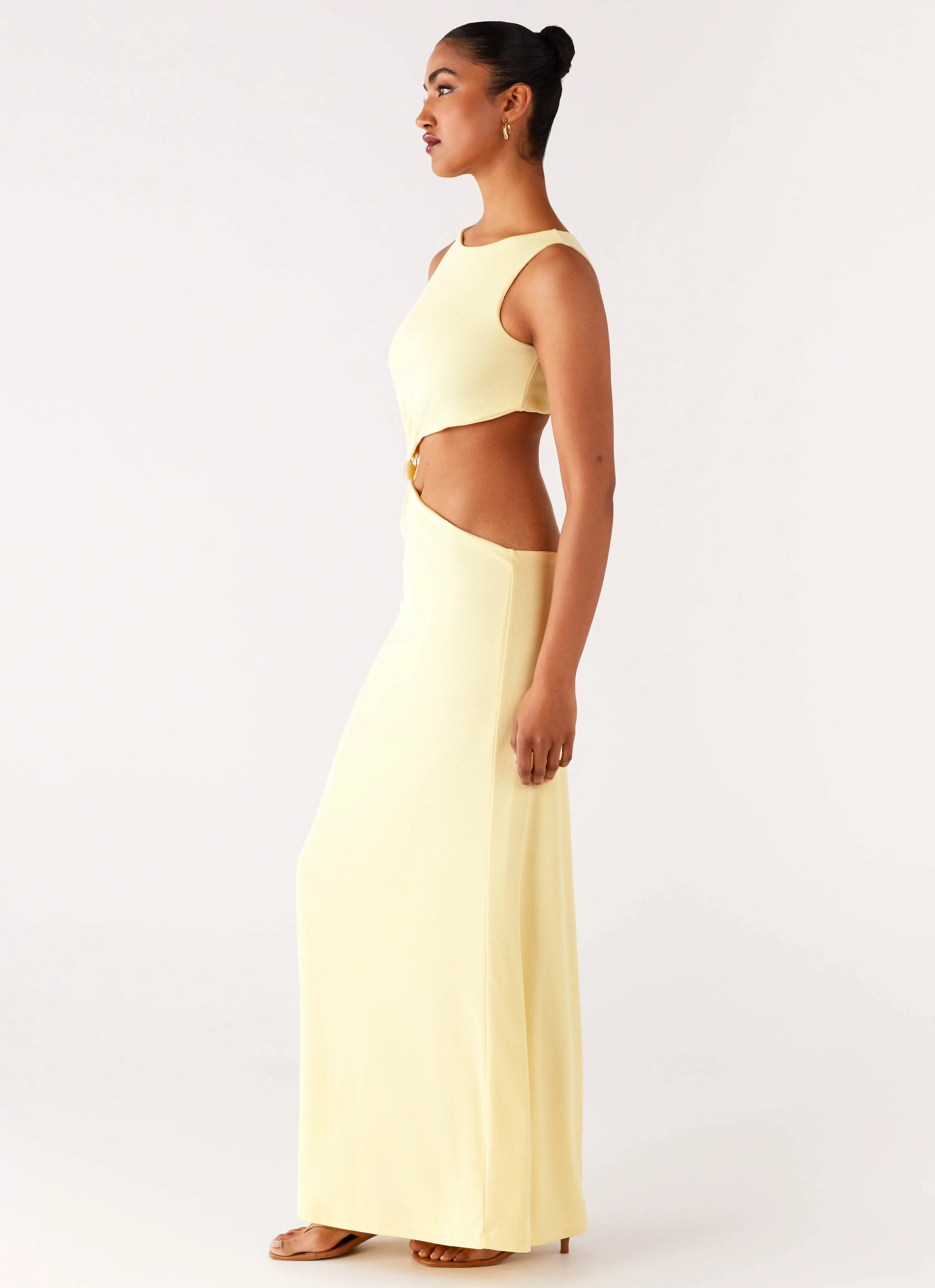 breathable-mesh Lace-Edge Aruba Hardware Maxi Dress - Yellow