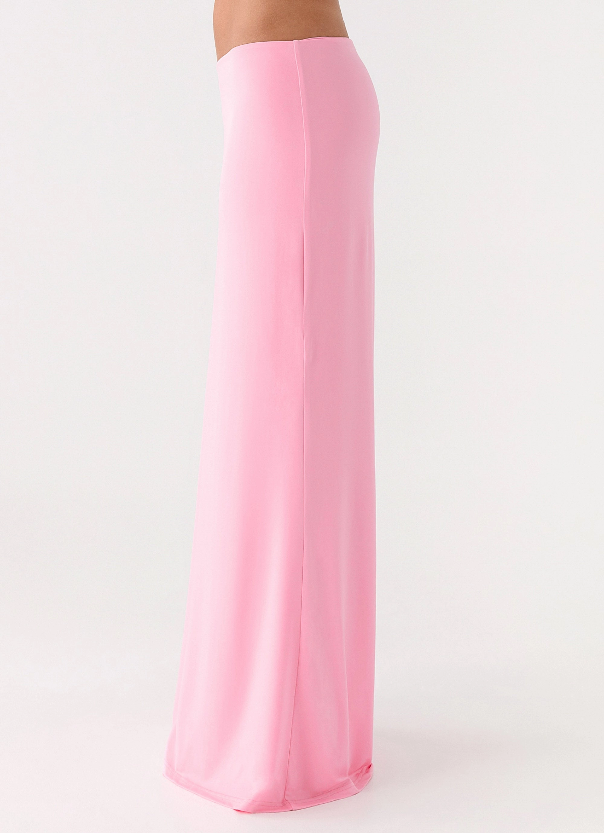 Shape Retention Raw edge Ashi Maxi Skirt - Pink