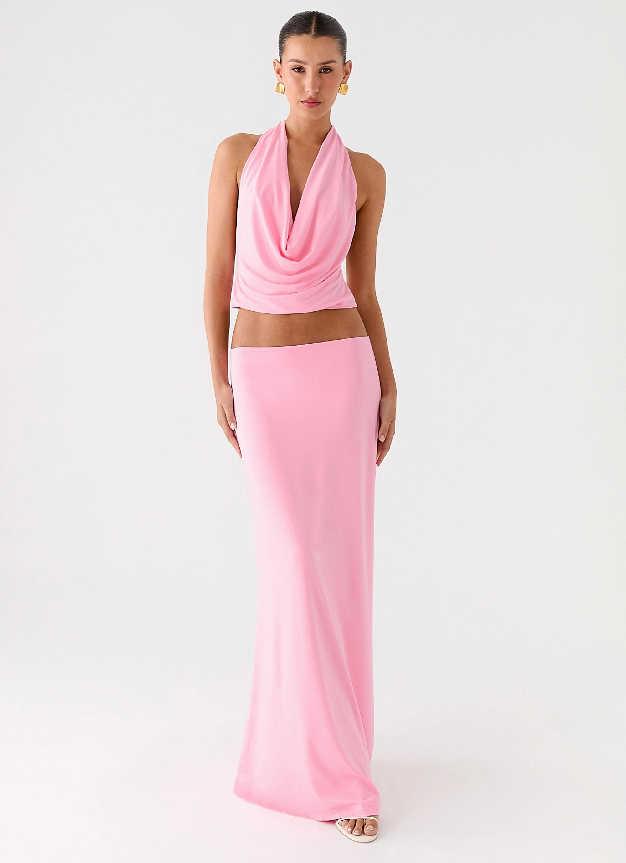 Tapered Leg Design Ashi Maxi Skirt - Pink