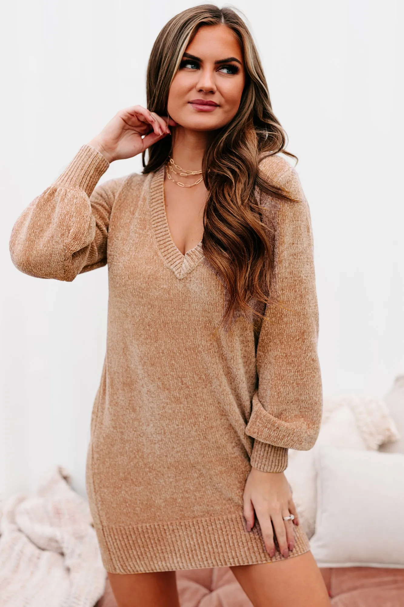 Aspen Outings Chenille Knit Sweater Dress (Mocha Brown)