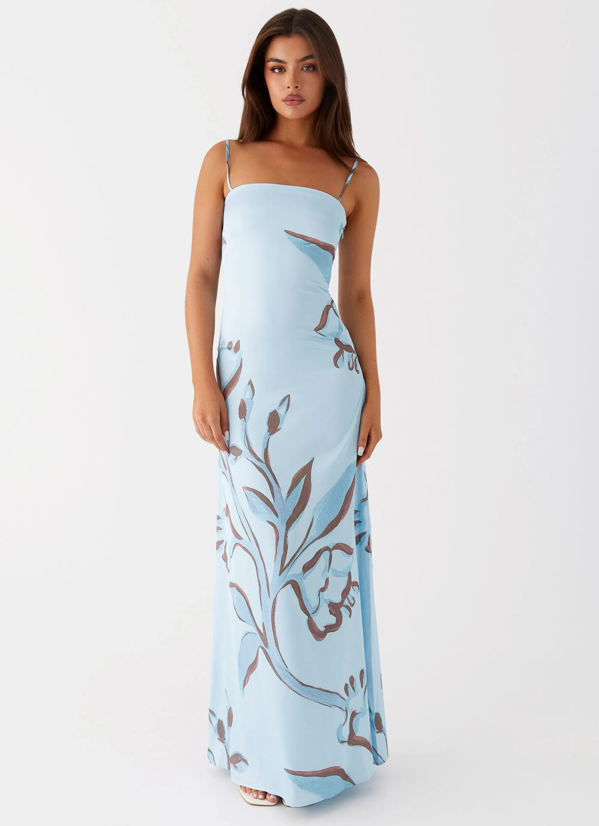 Aster Bloom Maxi Dress - Blue Floral Relax Mode Casual Silhouette