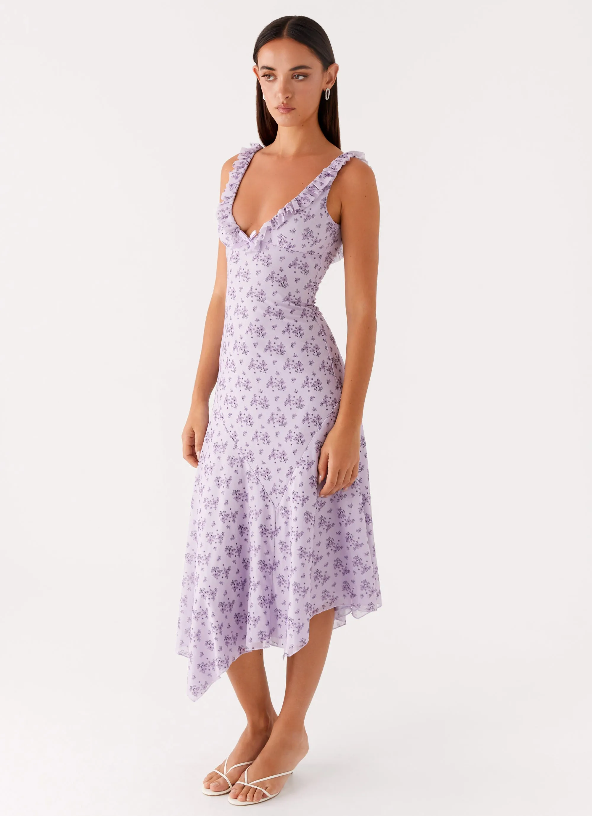 Minimalist feel Classic and Modern Asteri Midi Dress - Lavender Meadow