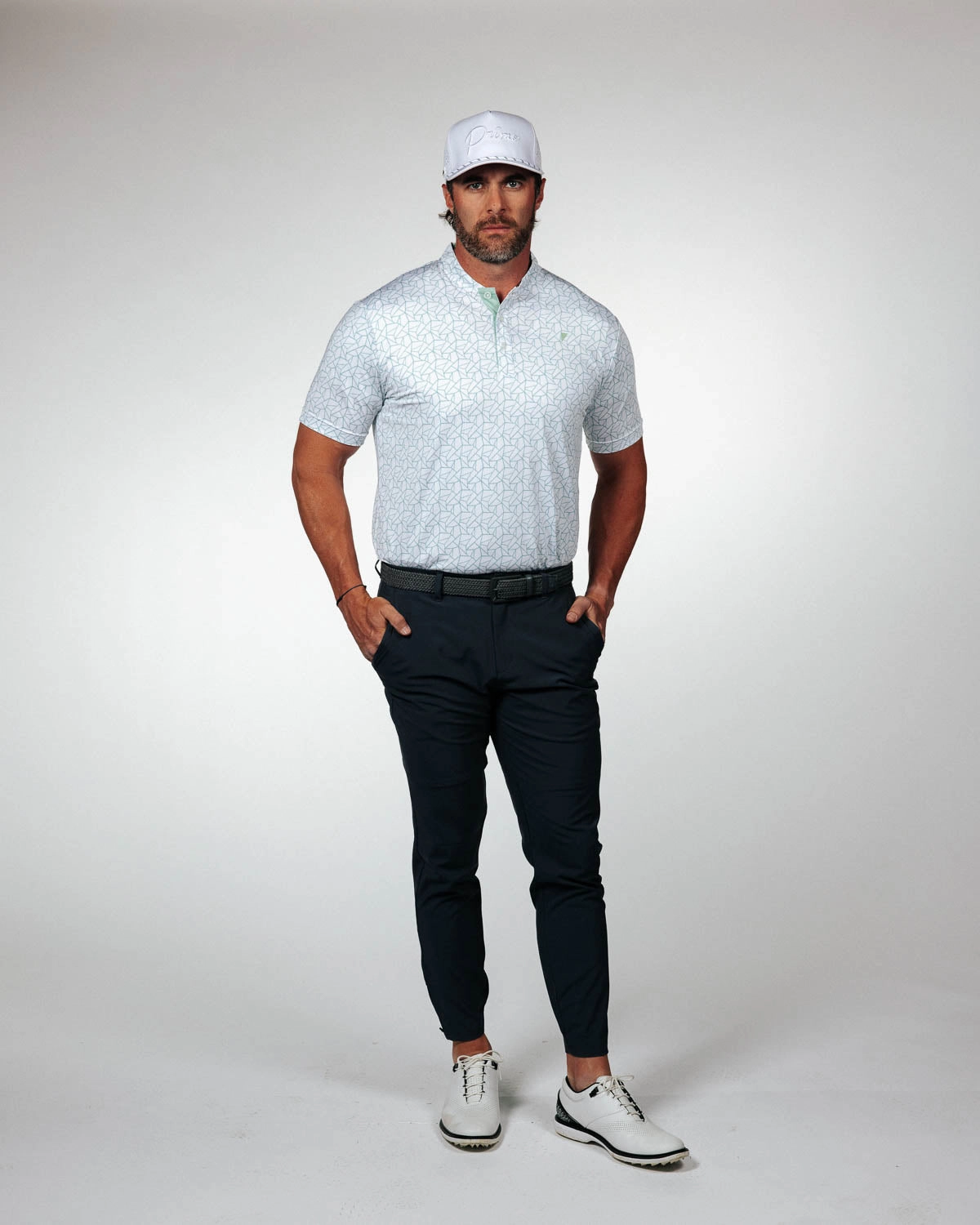 Teal Geometric Blade Polo HeavyweightThermal PolishedFinish