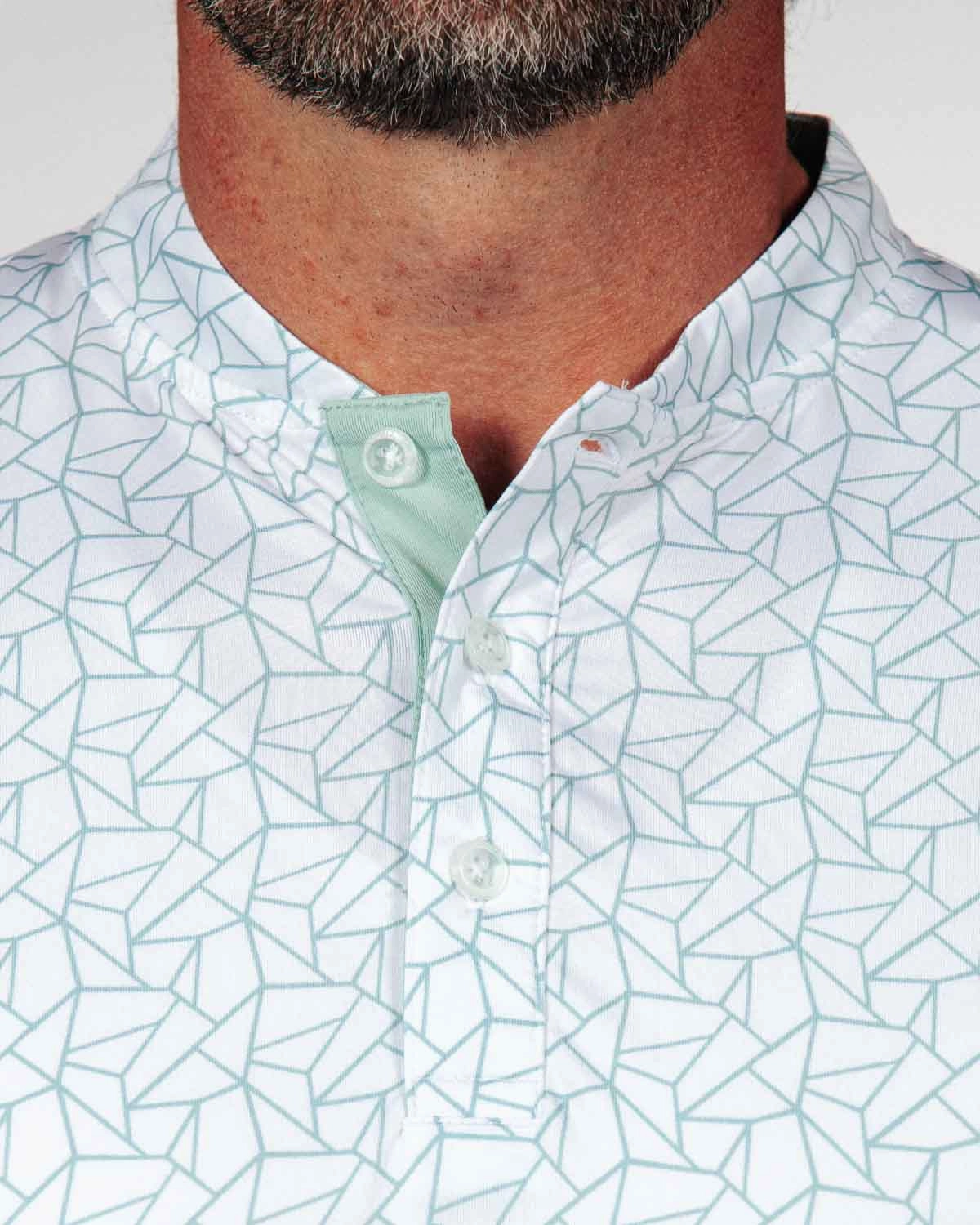 Teal Geometric Blade Polo Casual Wear Cozy Sweater